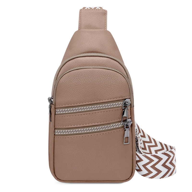 PU kožna crossbody torba sa širokim remenom, višestruki pretinci, zatvarač, unutarnji džep za telefon