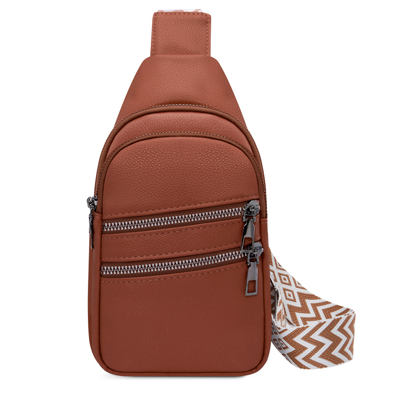 PU kožna crossbody torba sa širokim remenom, višestruki pretinci, zatvarač, unutarnji džep za telefon