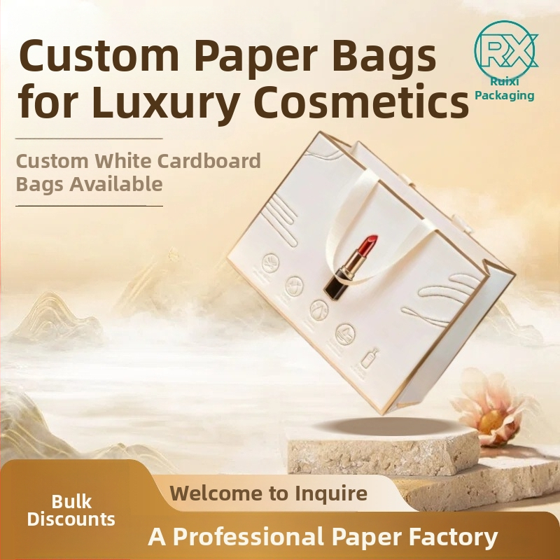 INS stiliaus dovanų maišeliai su reljefu, UV danga ir karštu įspaudimu, balta kartoninė medžiaga, dydžio pritaikymas, logotipo spausdinimas