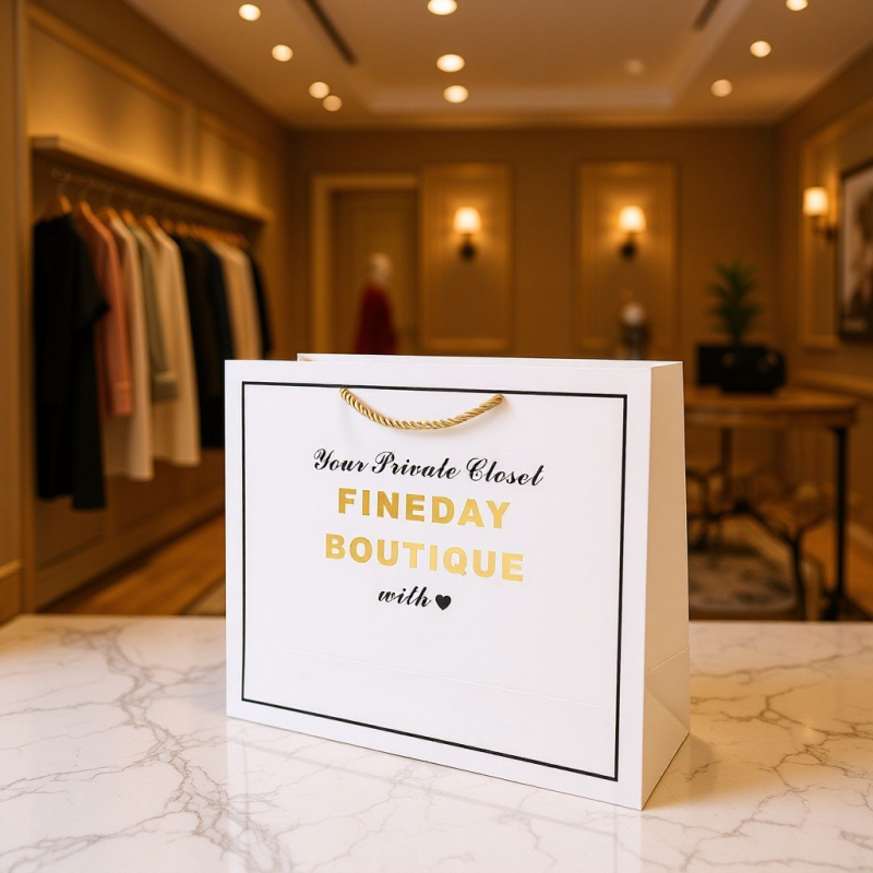 Genți de cadouri INS stil, cu embosare, acoperire UV și ștampilare la cald, carton alb, dimensiuni personalizabile, imprimare a logo-ului