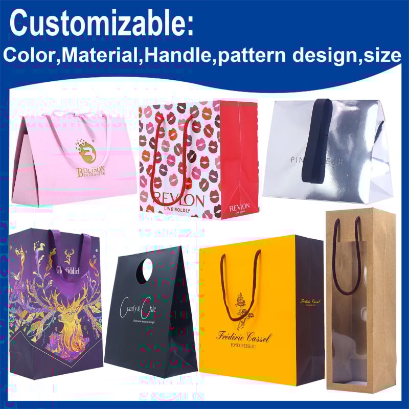 Genți de cadouri INS stil, cu embosare, acoperire UV și ștampilare la cald, carton alb, dimensiuni personalizabile, imprimare a logo-ului