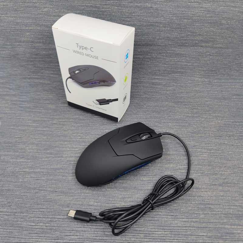 HYO-07 Οπτικό ποντίκι με ενσύρματο USB-C, 1200dpi, 6 πλήκτρα, εργονομικό για επιτραπέζιο υπολογιστή