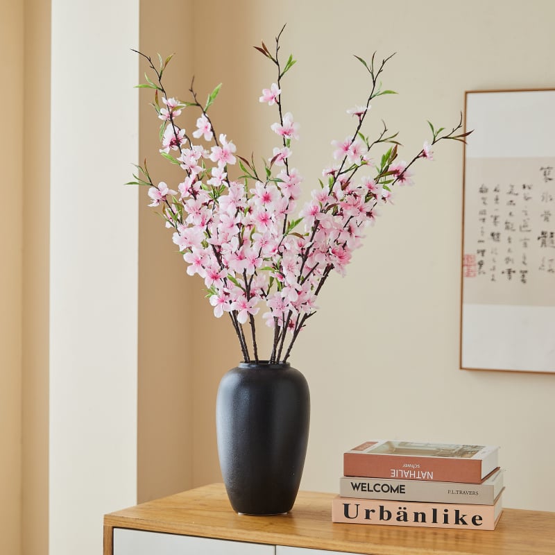 Κλαδί τεχνητών ανθών ροδακινιάς για διακόσμηση σαλονιού και γάμων | Warm Tree Flower Art; Υλικό: πλαστικό και μεταξωτά λουλούδια; Διαδικασία: έγχυση; Μοντέλο: προσομοίωση ανθού ροδακινιάς; Χρήση: γάμος, φωτογράφηση, διακόσμηση κατοικίας