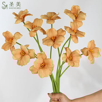 Τεχνητός Μπουκέτο Τουλιπών, χωρίς φύλλα, ανοιχτά άνθη, PU υλικό με ρεαλιστική αφή, Holy Beauty, για γάμους και διακόσμηση κατοικίας