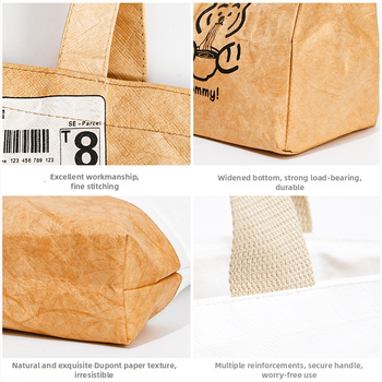 DuPont papīra maisiņš ar pielāgotu logotipu — UV drukāšana, horizontāla forma, Dupont papīra materiāls