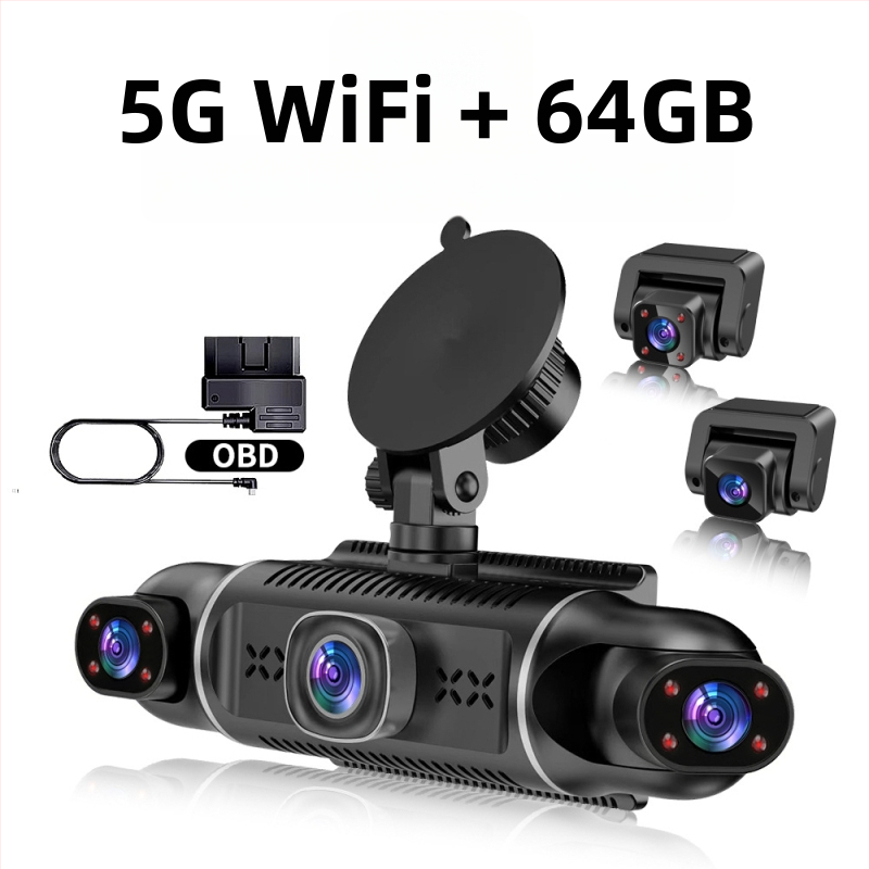 Palubná kamera do auta s 3,0-palcovým displejom, HD záznam, infračervené nočné videnie, Wi‑Fi prepojenie s telefónom, parkovací monitor, 360° rotácia