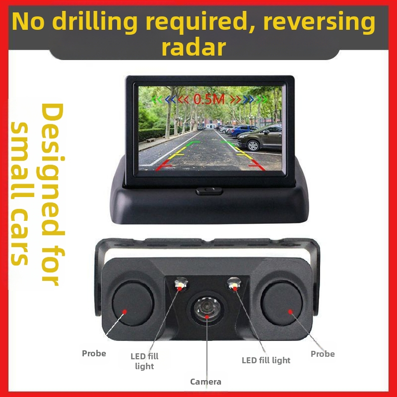 Atpakaļskata kamera sistēma ar HD nakts redzi, bez urbšanas, 3-in-1 parku radars, universāla saderība