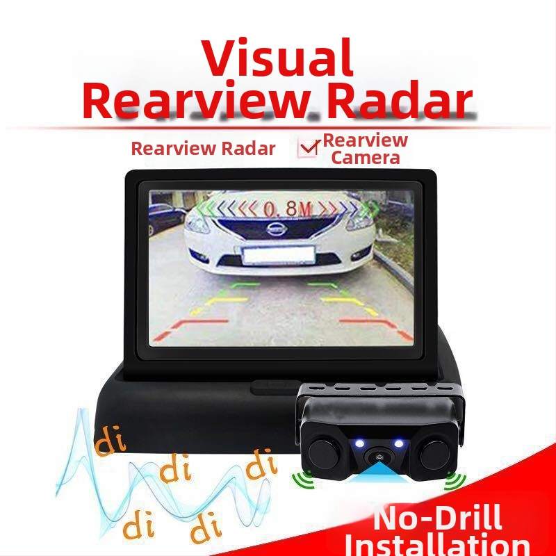 Atpakaļskata kamera sistēma ar HD nakts redzi, bez urbšanas, 3-in-1 parku radars, universāla saderība