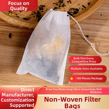 Vienreizējais tējas maisiņš ar auklu – neaudums filtrējošs maisiņš, piemērots tējai, garšvielām, ķīniešu medicīnas dekoktiem un kāju vannām