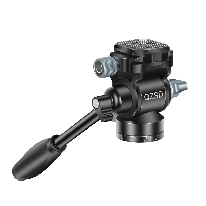 Lightweight Era Q330 ručni gimbal s hidraulickim tlomom za DSLR, 360° panoramska rotacija, aluminijska legura, kompatibilan s Arca-Swiss 38 mm pločom za brzo oslobađanje; gornji navoj 1/4in, donji 3/8in otvor; težina 0,35 kg; lagan i prenosan.