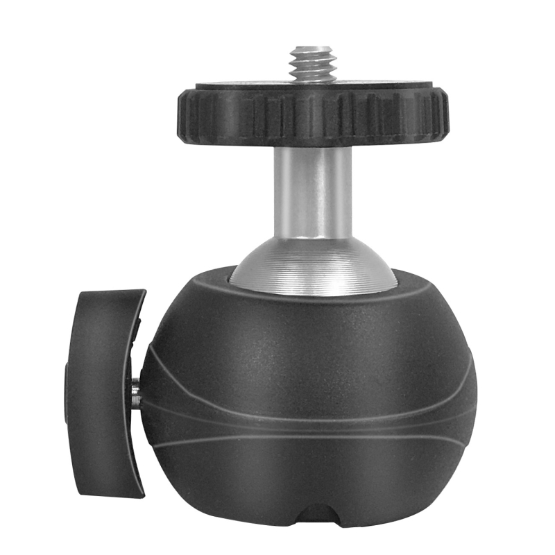 Mini 360° ABS plastična kuglasta glava s vijčanim nosačem, univerzalna za DSLR/telefon, livestream i selfie, 90° horizontalni/vertikalni nagib, 51 g
