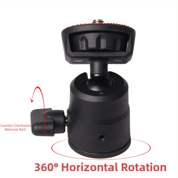 POLAM-FOTO Guľová hlava pre statív — 360° otáčanie, 1/4" závit, Plast + Zliatina, Vertikálne nakláňanie 90°, Horizontálny pan 135°