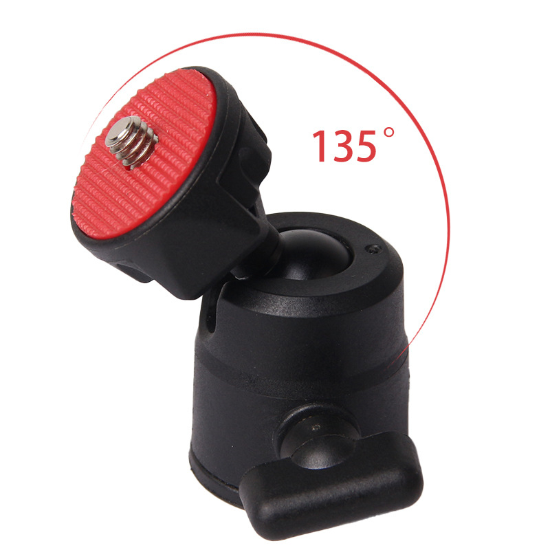 POLAM-FOTO Guľová hlava pre statív — 360° otáčanie, 1/4" závit, Plast + Zliatina, Vertikálne nakláňanie 90°, Horizontálny pan 135°