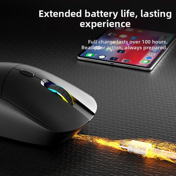 Belaidė žaidimų pelė, ergonomiškas dizainas, optinis jutiklis 8000 DPI, 7 mygtukai, 6 DPI lygiai, 10 m belaidis diapazonas