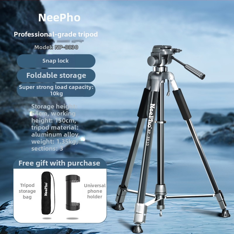 Kamera stativ NP-8830 s 3D Pan/Tilt, aluminijska legura, 4 sekcije, nosivost 2–5 kg, pločica za brzi otpuštanje