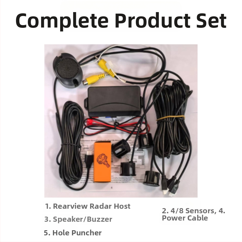 Vizualizēts atpakaļgaitas radars, vd3, 8 zondi, jutības diapazons 0,2–2,5 m, balss signāls, automašīnas displejs