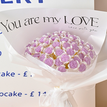 Изкуствен букет рози — DIY комплект, пластмасови цветя, релефна изработка, сорт рози, ръчно изработен букет (подарък за Деня на Свети Валентин)