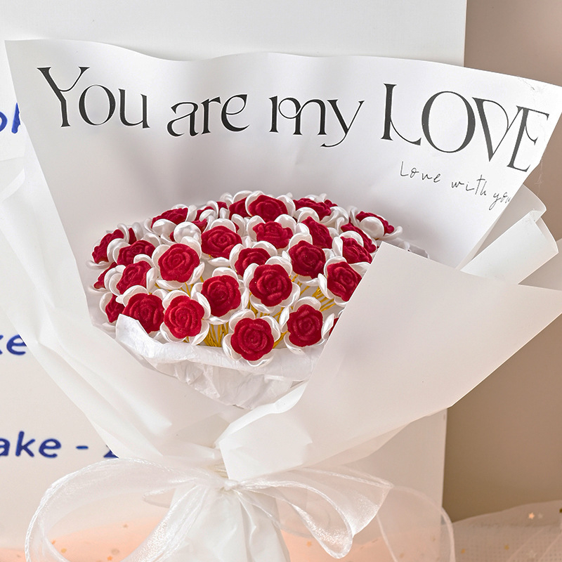 Изкуствен букет рози — DIY комплект, пластмасови цветя, релефна изработка, сорт рози, ръчно изработен букет (подарък за Деня на Свети Валентин)