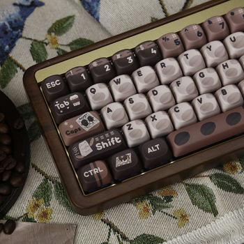 Set keycapova s temom kave za numeričku tipkovnicu, do 87 tipki, Type-C veza, plastična konstrukcija, retro MOA stil