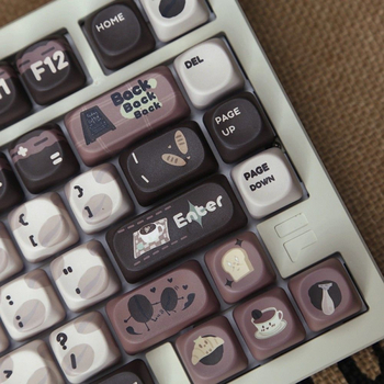 Set keycapova s temom kave za numeričku tipkovnicu, do 87 tipki, Type-C veza, plastična konstrukcija, retro MOA stil