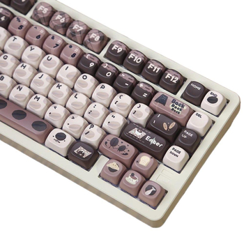 Set keycapova s temom kave za numeričku tipkovnicu, do 87 tipki, Type-C veza, plastična konstrukcija, retro MOA stil