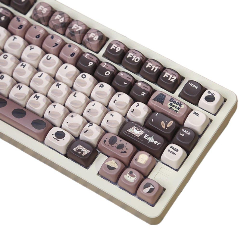 Set keycapova s temom kave za numeričku tipkovnicu, do 87 tipki, Type-C veza, plastična konstrukcija, retro MOA stil