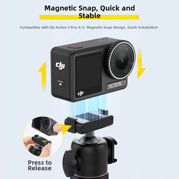 Tripod pentru DJI Action 5 Pro/4/3, aliaj de aluminiu, 5 secțiuni, cap Ball-head, plăcuță de eliberare rapidă, sarcină 1,5 kg