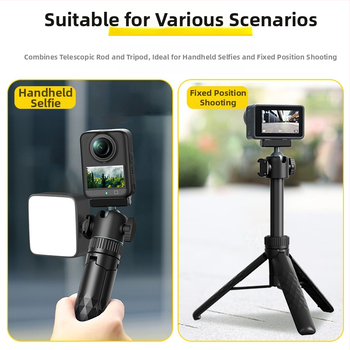 Tripod pentru DJI Action 5 Pro/4/3, aliaj de aluminiu, 5 secțiuni, cap Ball-head, plăcuță de eliberare rapidă, sarcină 1,5 kg