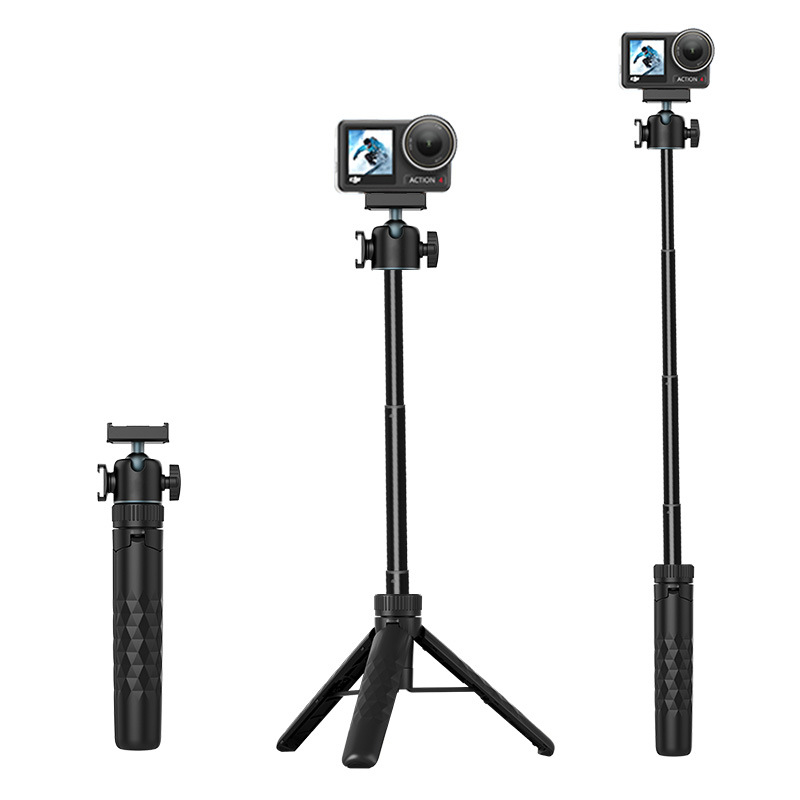 Tripod pentru DJI Action 5 Pro/4/3, aliaj de aluminiu, 5 secțiuni, cap Ball-head, plăcuță de eliberare rapidă, sarcină 1,5 kg