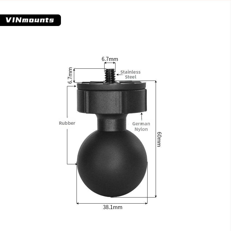 VINmounts Vonkajší pevný PTZ držiak s 1/4'' závitovou guľovou hlavou, skrutkovanie inštalácia, 360° horizontálne otáčanie, 180° vertikálne otáčanie, materiál: nemecko importovaný nylon + guma + nerezová oceľ