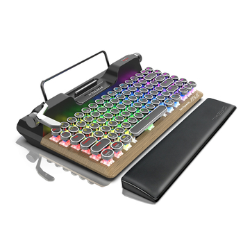 Tastatură mecanică cu conexiune în trei moduri (Bluetooth/receptor 2.4G/USB cablat), iluminare RGB, carcasă din aliaj de aluminiu, până la 87 taste