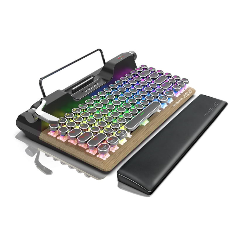 Tastatură mecanică cu conexiune în trei moduri (Bluetooth/receptor 2.4G/USB cablat), iluminare RGB, carcasă din aliaj de aluminiu, până la 87 taste