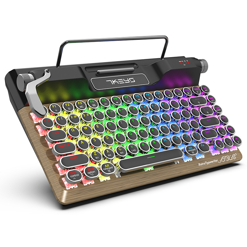 Tastatură mecanică cu conexiune în trei moduri (Bluetooth/receptor 2.4G/USB cablat), iluminare RGB, carcasă din aliaj de aluminiu, până la 87 taste