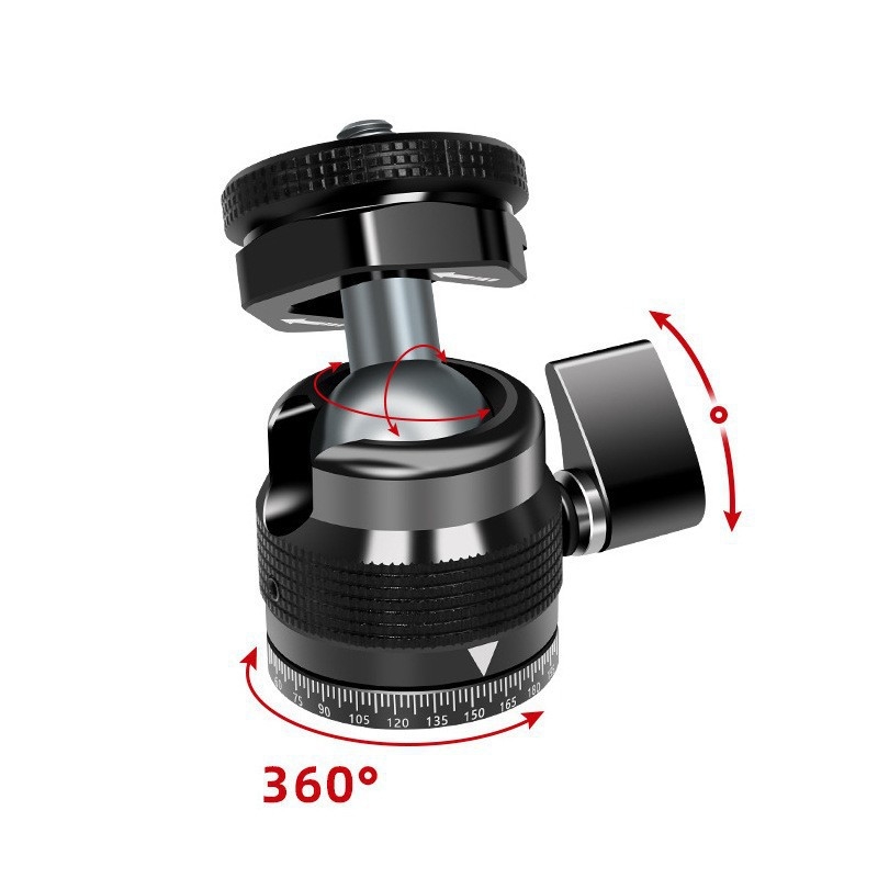 Suport pentru cameră SLR pentru blitz extern și monitor, filet 1/4, aliaj de aluminiu, rotație orizontală 360°, rotație verticală 90°, greutate 300 g