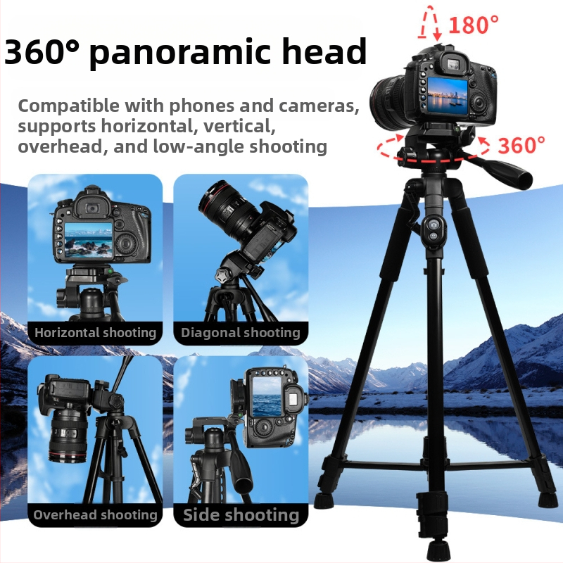 Stativ za kameru s 360° gimbalom, aluminijska legura, 3 sekcije, nosivost 3 kg, brzo oslobađanje