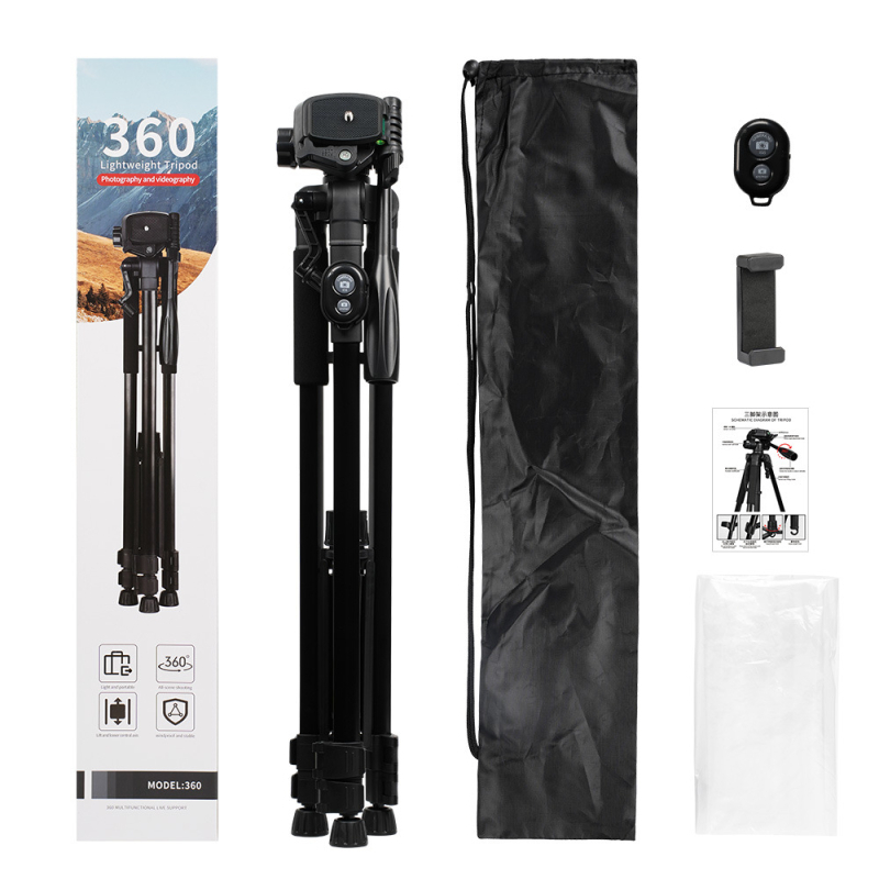 Stativ za kameru s 360° gimbalom, aluminijska legura, 3 sekcije, nosivost 3 kg, brzo oslobađanje