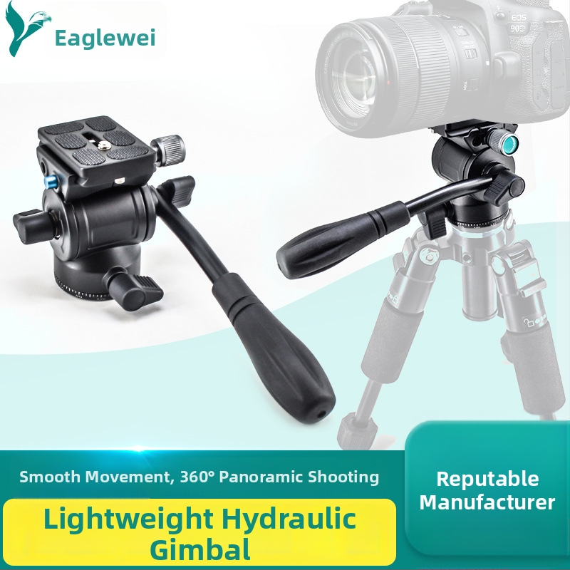 Trei-pod pan-tilt hidraulic mini pentru cameră SLR, aliaj de aluminiu, rotație orizontală 360°, rotație verticală 90°, limită de rotație 360°, greutate 0,315 kg