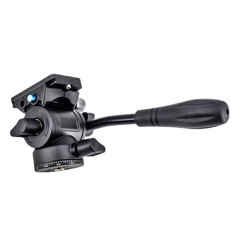 Trei-pod pan-tilt hidraulic mini pentru cameră SLR, aliaj de aluminiu, rotație orizontală 360°, rotație verticală 90°, limită de rotație 360°, greutate 0,315 kg
