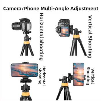 Guľový statív pre mobilné telefóny a kompaktné fotoaparáty – 5 sekcií, hliníkový zliatok + ABS, nosnosť 2 kg, doska rýchleho uvoľnenia