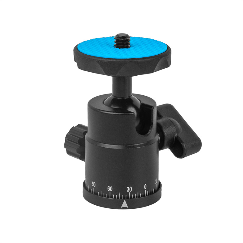 Gimbal glava za stativ – aluminijska legura, 360° horizontalno, 90° vertikalno, montaža pomoću gumba, težina 69 g