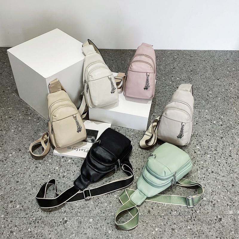 Geantă crossbody cu capacitate mare – stil urban simplu, material PU, fermoar, căptușeală poliester, buzunar ID intern