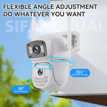 Ασύρματη κάμερα επιτήρησης με διπλό φακό και WiFi, με νυχτερινή όραση (Ελάχιστο φως: 0.00001 lux; SNR > 44 dB; Λειτουργική θερμοκρασία: -20 έως 55 °C; Τροφοδοσία: 5 V)