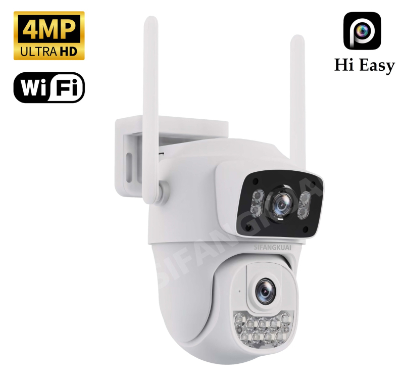 Ασύρματη κάμερα επιτήρησης με διπλό φακό και WiFi, με νυχτερινή όραση (Ελάχιστο φως: 0.00001 lux; SNR > 44 dB; Λειτουργική θερμοκρασία: -20 έως 55 °C; Τροφοδοσία: 5 V)