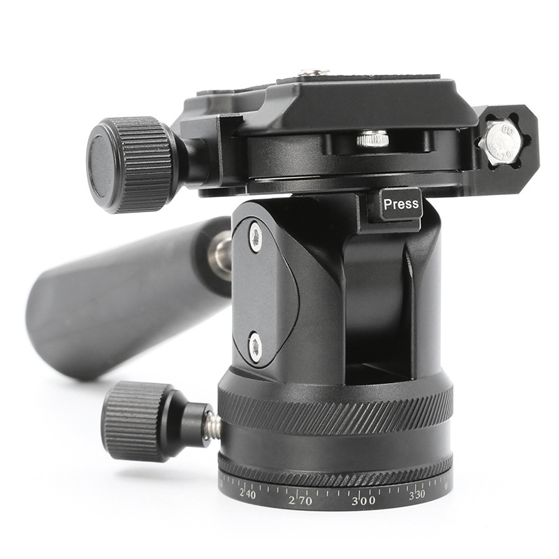 Gimbal panoramic pentru camere SLR/Mirrorless – rotație orizontală 360°, înclinare verticală 90°/-55°, aliaj de aluminiu, greutate 0,3 kg, placă de eliberare rapidă