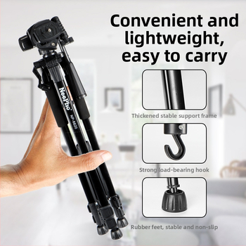 Tripod pre DSLR a smartfón s 3D PTZ gimbalom, hliníková zliatina + ABS, nosnosť 5–10 kg, model 8820, podlahový selfie stojan
