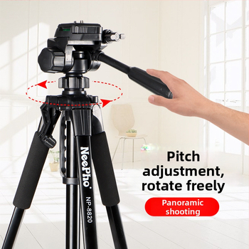 Tripod pre DSLR a smartfón s 3D PTZ gimbalom, hliníková zliatina + ABS, nosnosť 5–10 kg, model 8820, podlahový selfie stojan