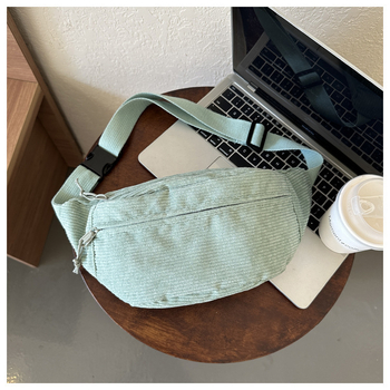 Corduroy ženska crossbody torbica, urbanistički minimalistički stil, zatvarač, poliester podstava, džep za telefon