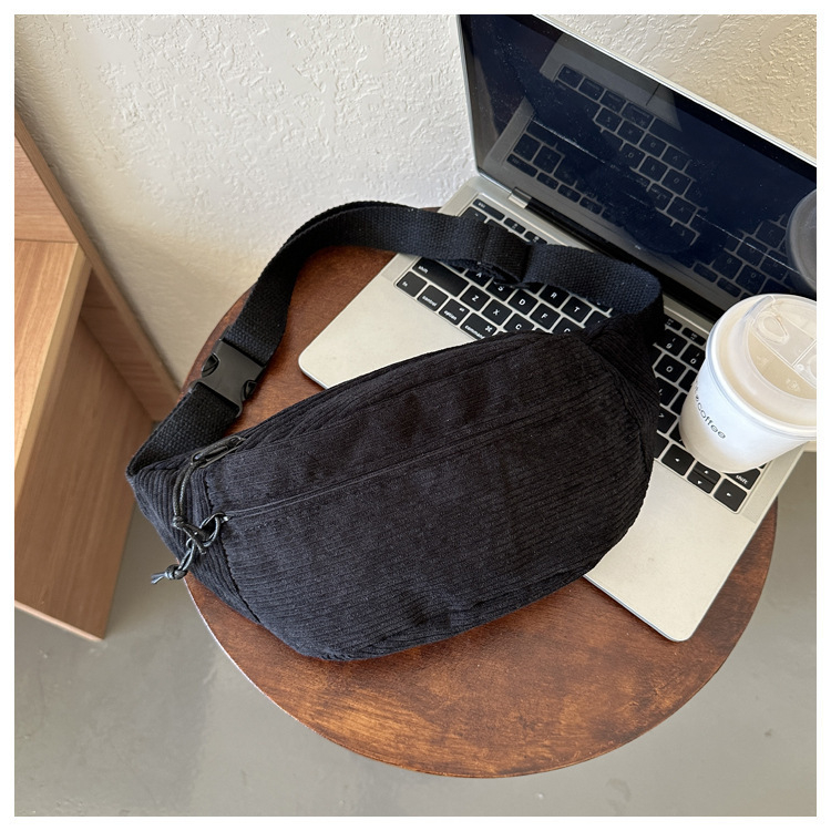 Corduroy ženska crossbody torbica, urbanistički minimalistički stil, zatvarač, poliester podstava, džep za telefon