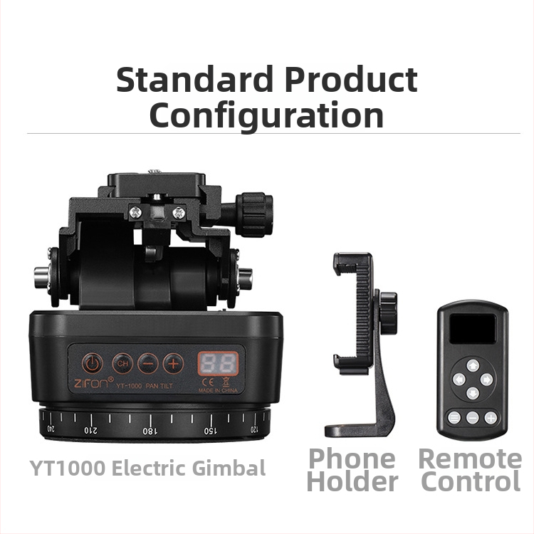Elektrický pan-tilt stabilizátor 360° pre mobilný telefón a DSLR s diaľkovým ovládaním — telo z hliníkovej zliatiny, 360° horizontálne otáčanie, 70° vertikálne otáčanie, držiak na telefón.