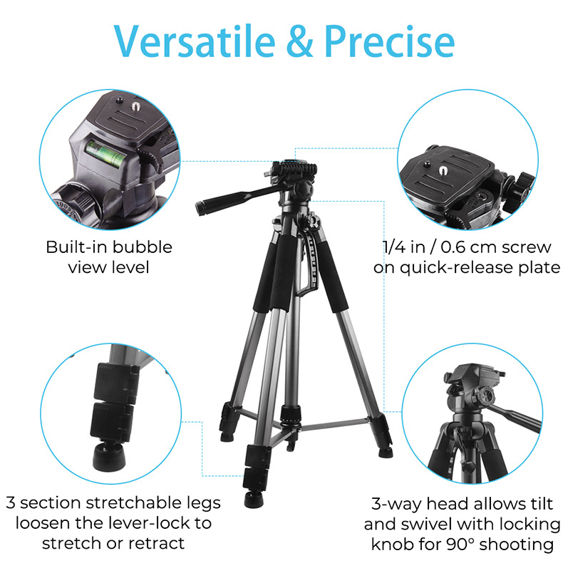 Stativ za mobitel od aluminijskog legura, nosivost 2-5 kg, 3-dijelni, trodimenzionalni gimbal